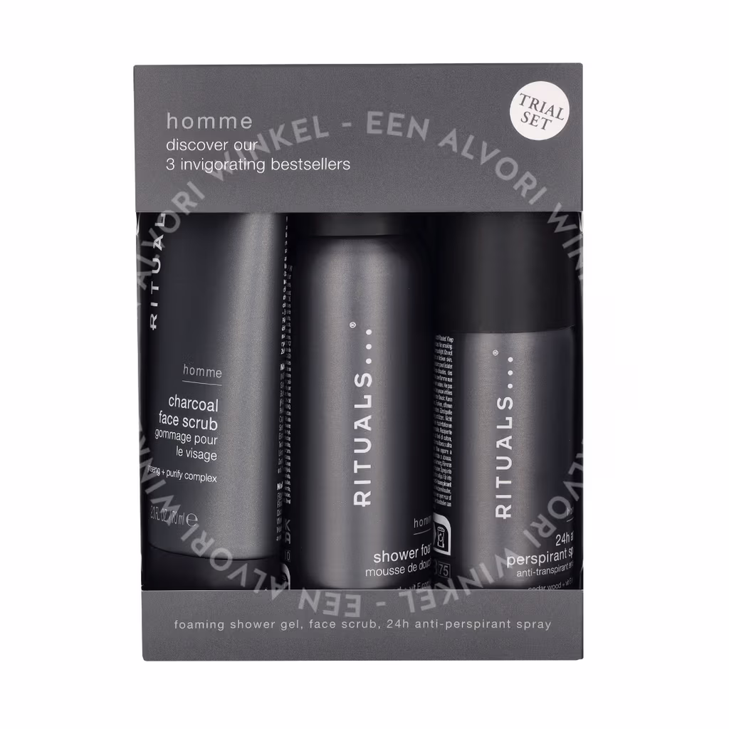 Rituals Homme Trial Set 170ml Shower Foam 50ml/24H Anti-Perspirant Spray 50ml/Charcoal Face Scrub 70ml - Afbeelding 2