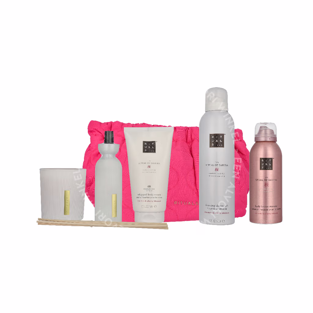 Rituals Sakura Set 710ml Scented Candle 140gr/Foaming Shower Gel 200ml/Body Cream 150ml/Body Lotion Mousse 150ml/Mini Fragrance Sticks 70ml - Afbeelding 3