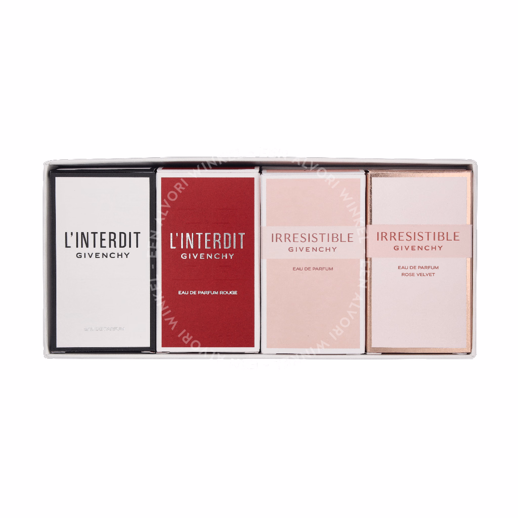 Givenchy Minatuurset 36ml L`interdit Edp 10ml/L`inderdit Edp Rouge 10ml/Irresistible Edp 8ml/Irresistible Edp Rose Velvet 8ml - Afbeelding 2